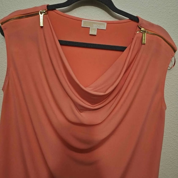 Michael Kors Top M Coral Sleeveless Drape - Picture 2 of 4